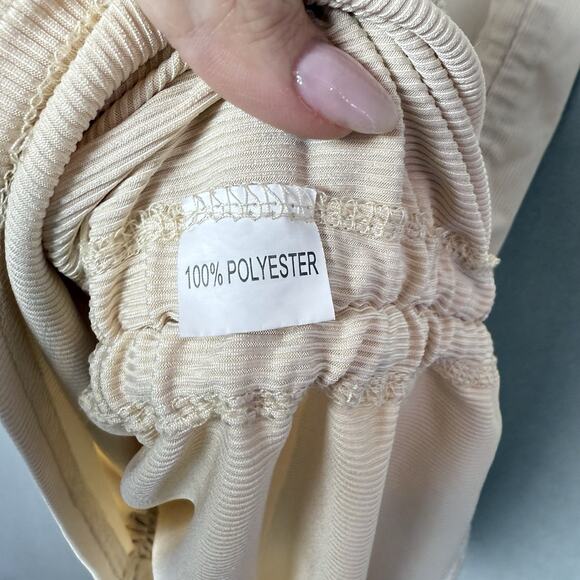 Romwe Beige Dress Sleeveless Adjustable String Ruched Sides Size M - Picture 5 of 9